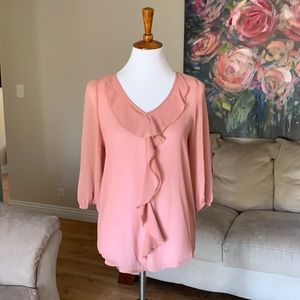 Jon & Anna NWT blush pink ruffle 3/4 sleeve top